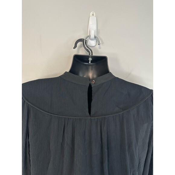 Amour Vert Silk Blouse Longsleeve Top Lightweight Black Size Large - Picture 4 of 10